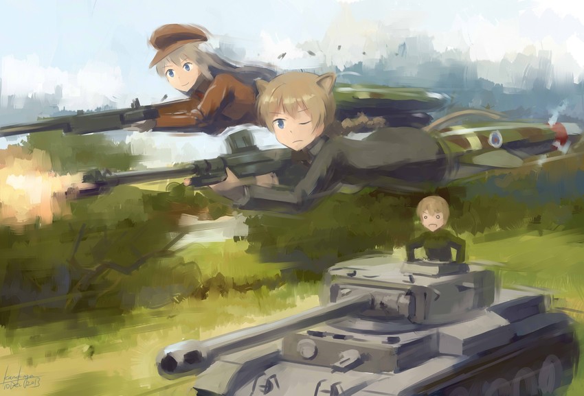 lynette bishop, wilma bishop, and l85a1 (world witches series and 3 more) drawn by kanokoga