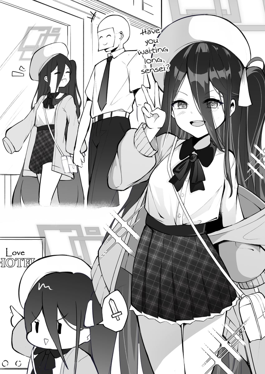 sensei, doodle sensei, and aris (blue archive) drawn by clover_dot_(clov_erd)