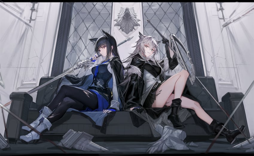 texas, lappland, and texas the omertosa (arknights) drawn by kumatangent