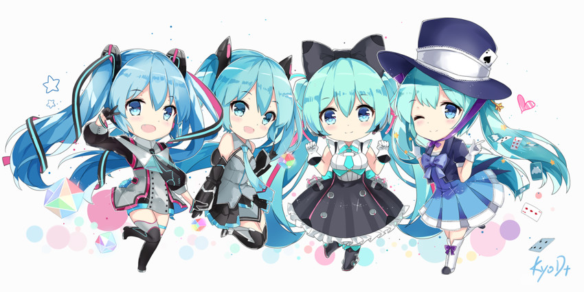 hatsune miku and magical mirai miku (vocaloid and 1 more) drawn by asahi_kuroi