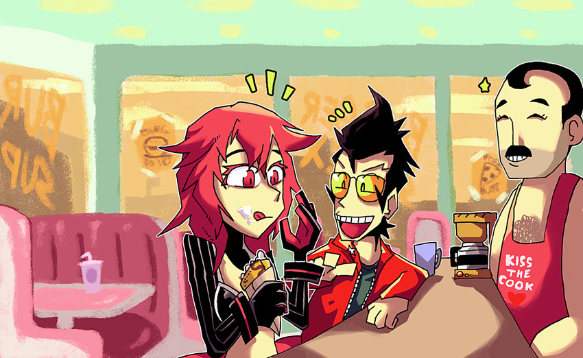 travis touchdown, alice twilight, and ryan yamazaki (no more heroes and 1 more) drawn by setz