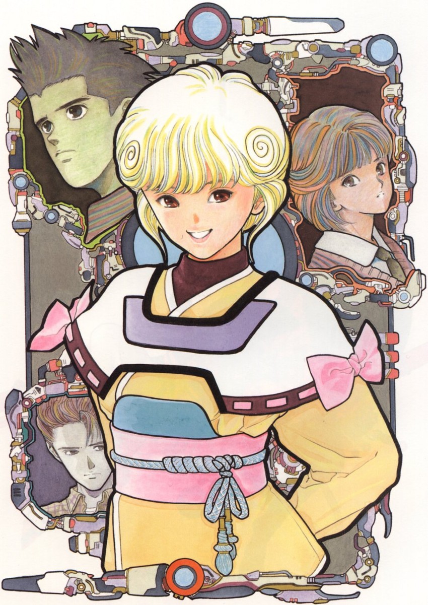 amano ai, hayakawa moemi, niimai takashi, and moteuchi yota (den'ei shoujo) drawn by katsura_masakazu