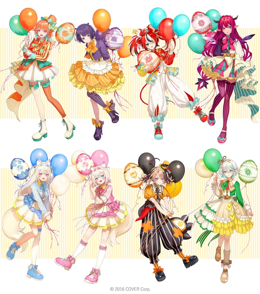ninomae ina'nis, takanashi kiara, hakos baelz, irys, fuwawa abyssgard, and 3 more (hololive and 1 more) drawn by nakauma