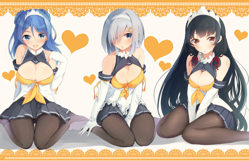 hamakaze, urakaze, and isokaze (kantai collection) drawn by tebi_(tbd11)