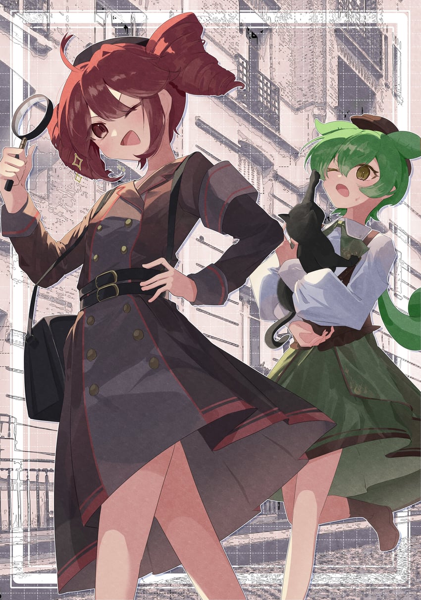 kasane teto, zundamon, bishoujo detective zundamon, and assistant teto (voiceroid and 3 more) drawn by ninosaika