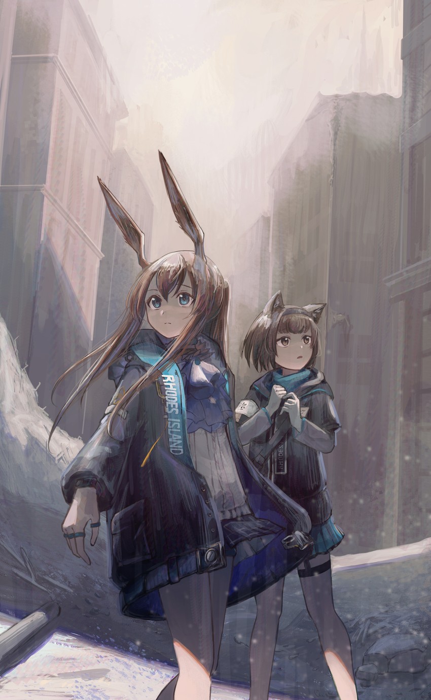 amiya and rhodes island medic (arknights) drawn by skywork6201