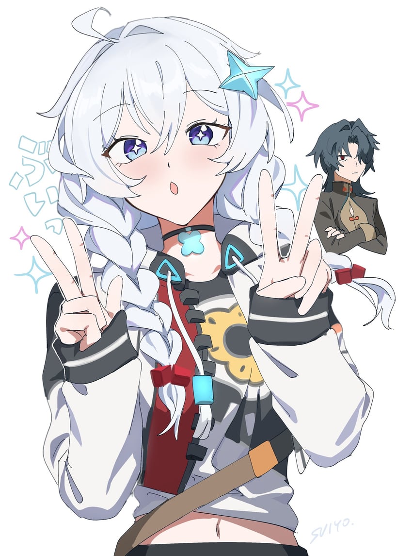 kiana kaslana and blade (honkai and 1 more) drawn by uehara_suiyo