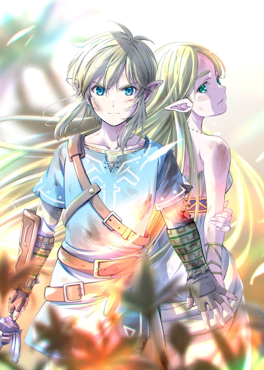 link and princess zelda (the legend of zelda and 1 more) drawn by tomo.puri