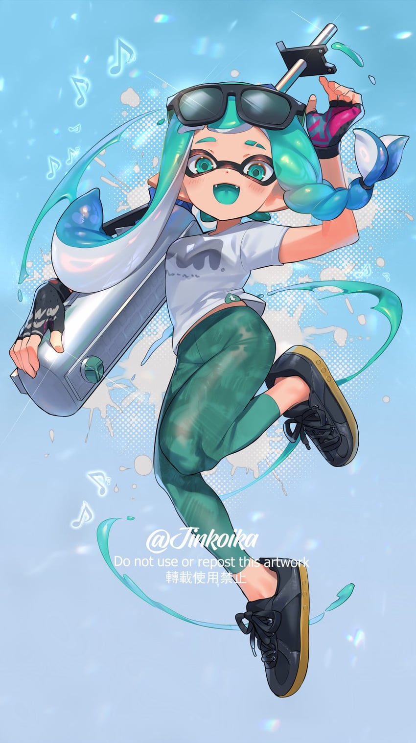 inkling player character and inkling girl (splatoon) drawn by jinkoika