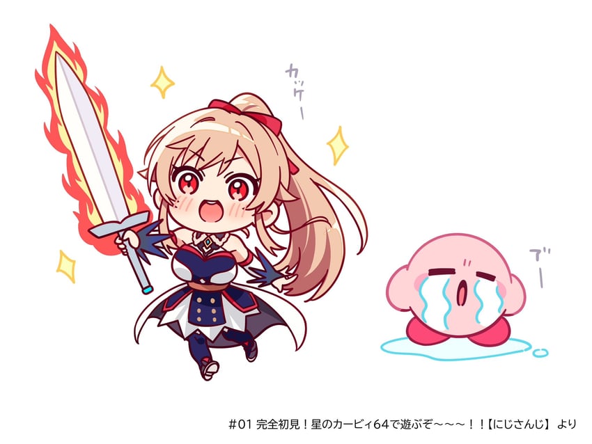 kirby and furen e lustario (nijisanji and 2 more) drawn by kougi_hiroshi