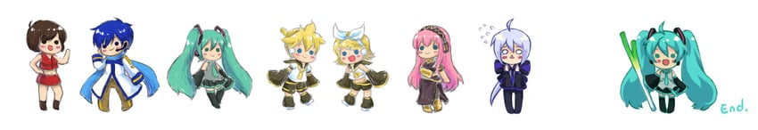 hatsune miku, kagamine rin, kagamine len, megurine luka, kaito, and 2 more (vocaloid) drawn by crodire