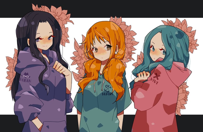 nami, nico robin, and nefertari vivi (one piece) drawn by noise_pp