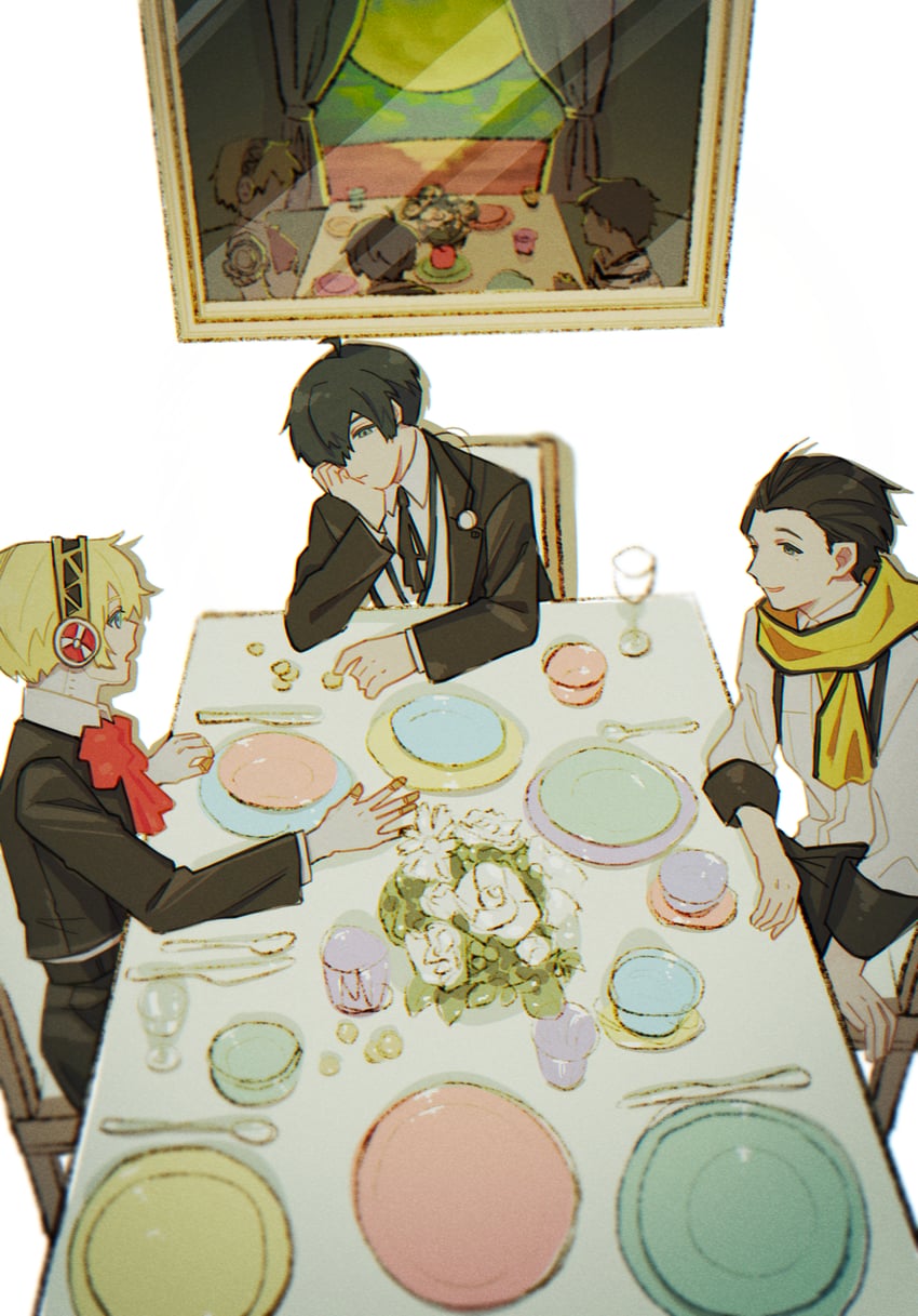 yuuki makoto, aigis, mochizuki ryouji, and pharos (persona and 1 more) drawn by tokofu_u