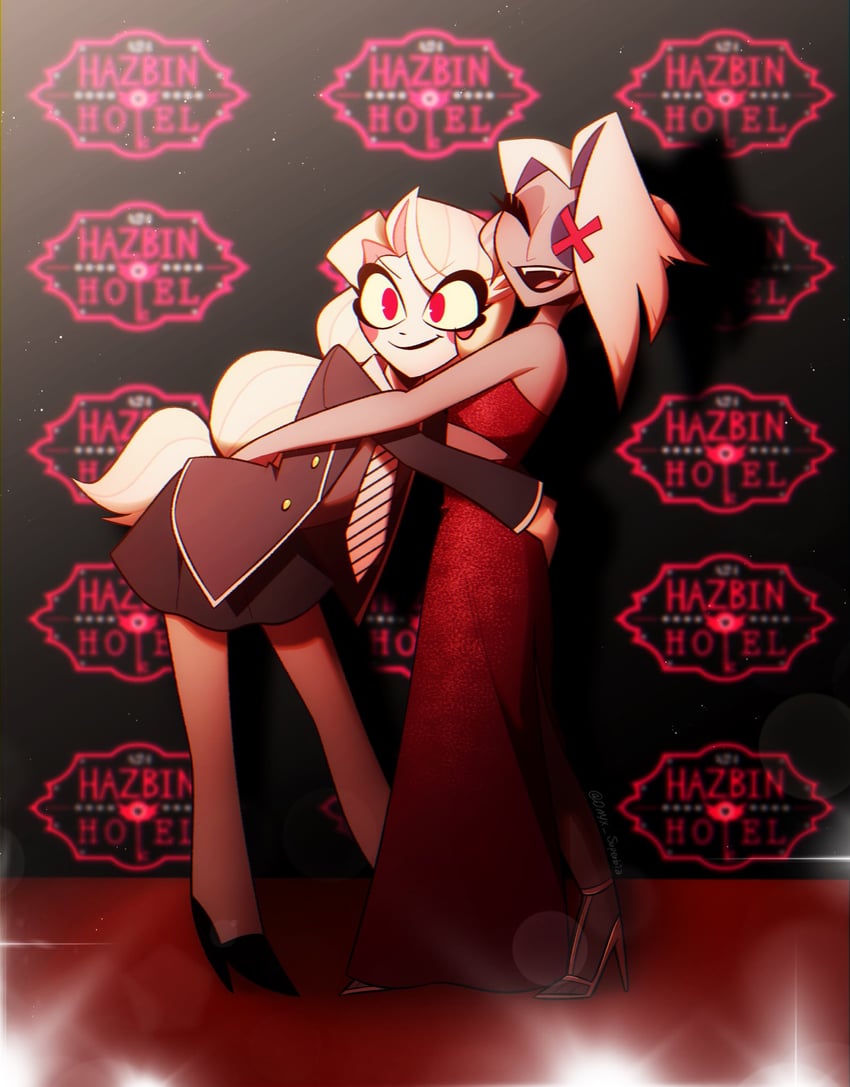 charlie morningstar and vaggie (hazbin hotel) drawn by onyx_superbia
