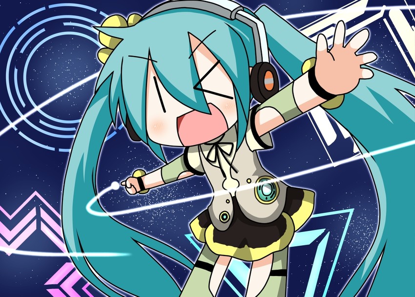 hatsune miku and chibi miku (vocaloid and 3 more) drawn by minami_(colorful_palette)