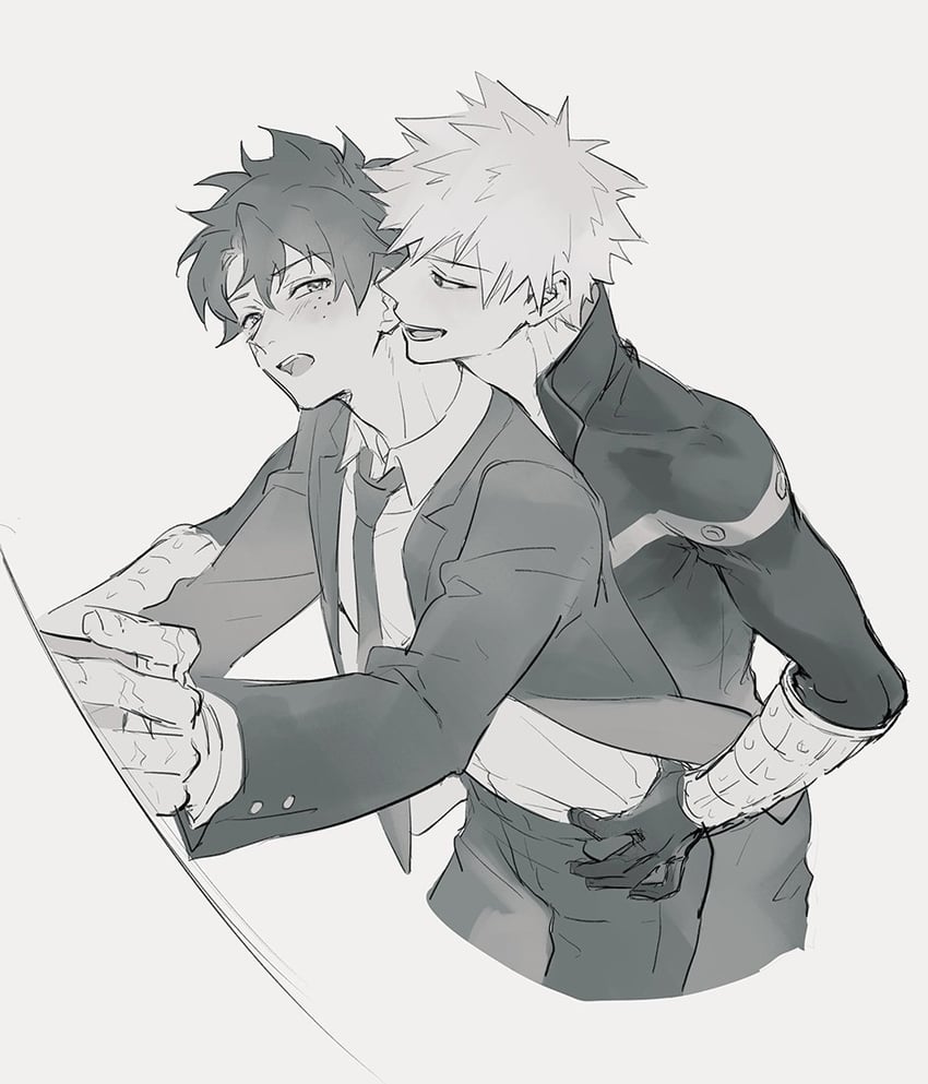 midoriya izuku and bakugou katsuki (boku no hero academia) drawn by lycik_98
