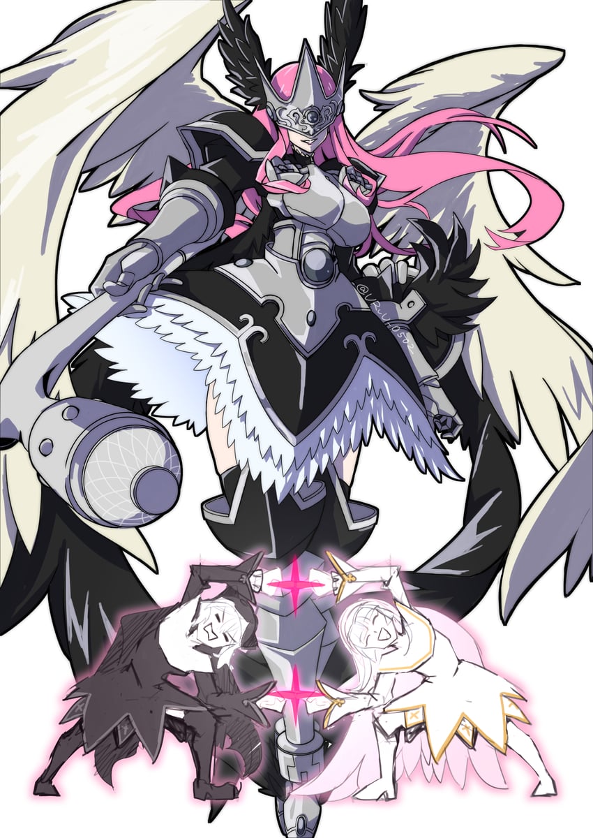 sistermon noir, sistermon blanc, and beautymon (dragon ball and 3 more) drawn by jiyuuya
