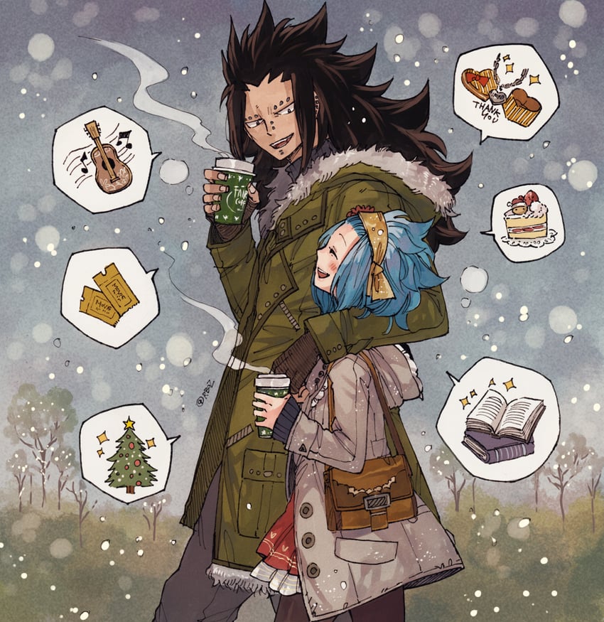 levy mcgarden and gajeel redfox (fairy tail) drawn by rusky