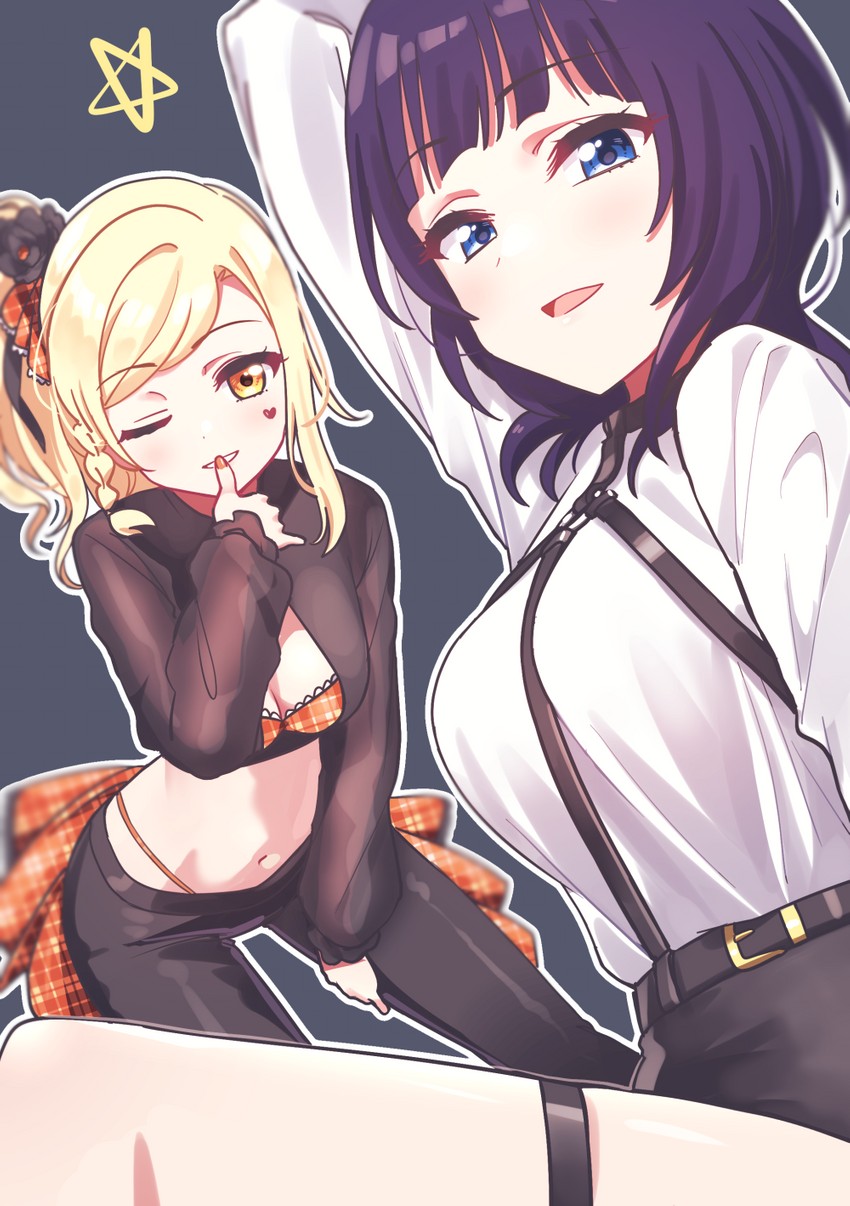 miyashita ai and asaka karin (love live! and 2 more) drawn by deadnooodles