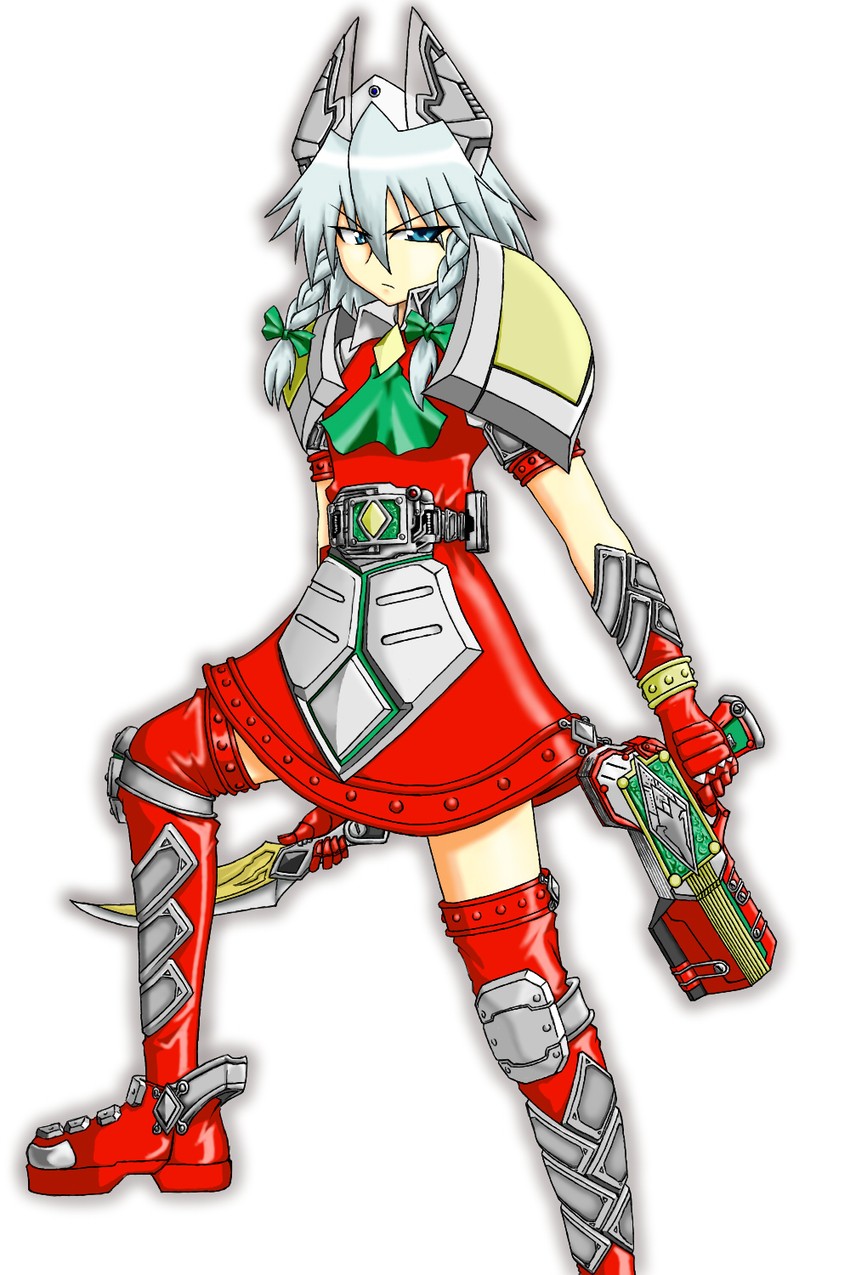 izayoi sakuya and kamen rider garren (touhou and 2 more) drawn by omega_na_hito