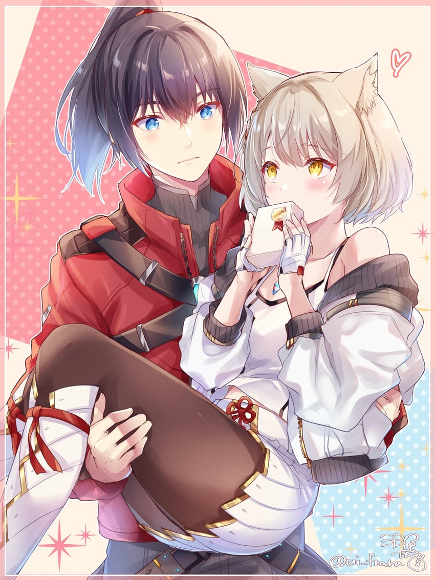 mio and noah (xenoblade chronicles and 1 more) drawn by ui_frara