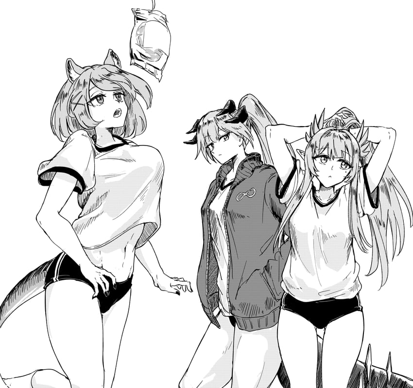 saria, muelsyse, and utage (arknights) drawn by purokion_katou