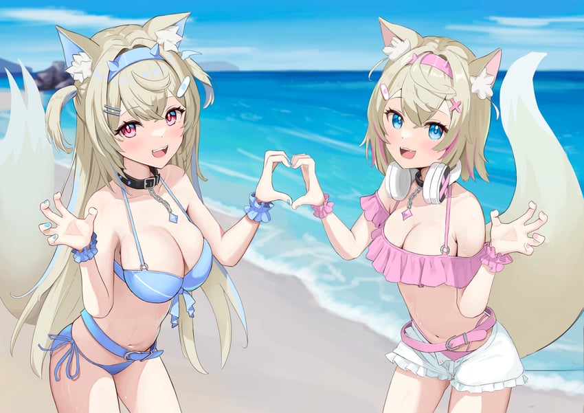 fuwawa abyssgard and mococo abyssgard (hololive and 1 more) drawn by taachika