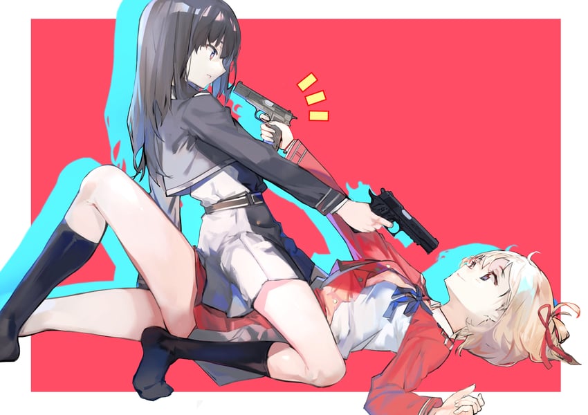 nishikigi chisato and inoue takina (lycoris recoil) drawn by saitogiulio