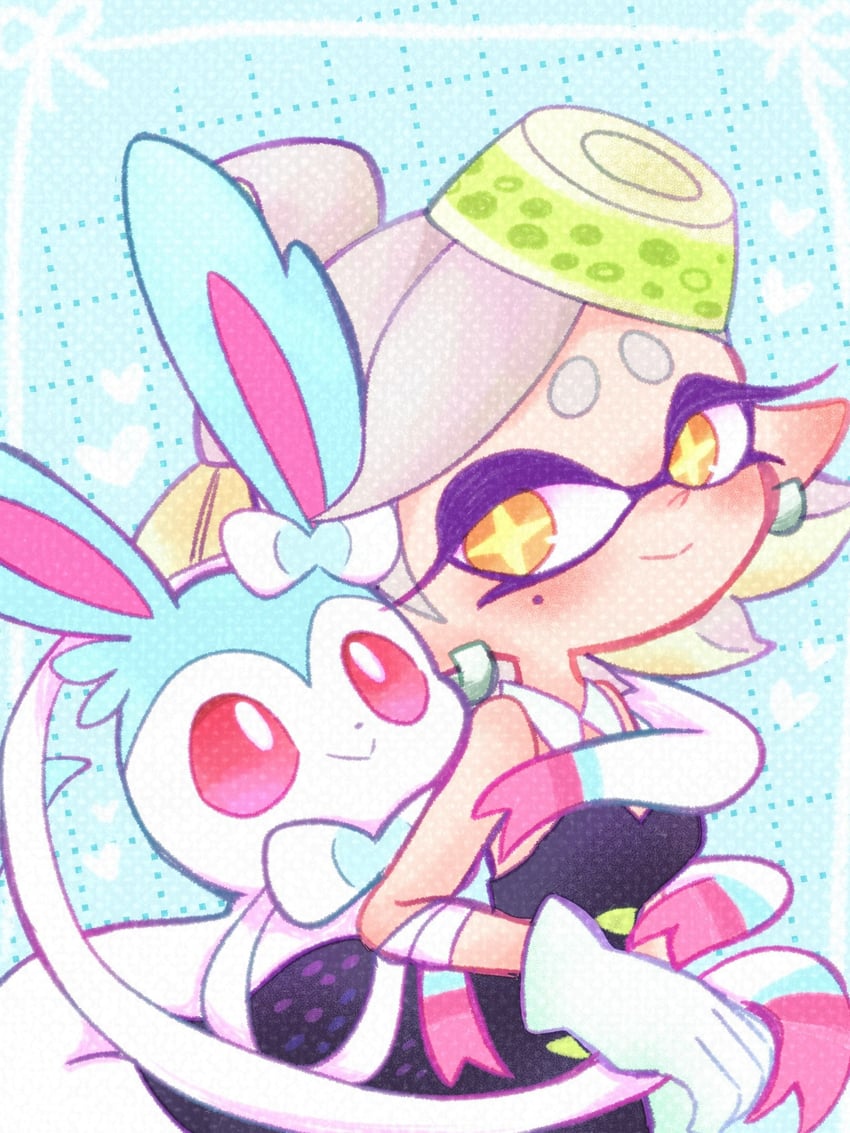 marie and sylveon (pokemon and 2 more) drawn by hyousetu_gekkou