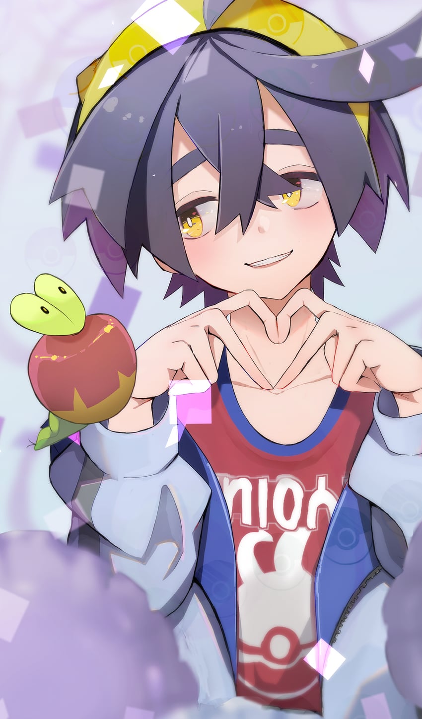 kieran and applin (pokemon and 1 more) drawn by user_eneh7283