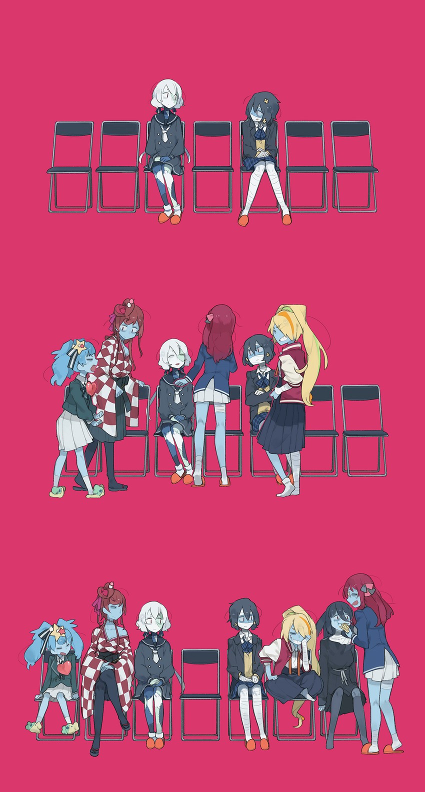 konno junko, minamoto sakura, mizuno ai, nikaidou saki, hoshikawa lily, and 2 more (zombie land saga) drawn by glider_(guraida)