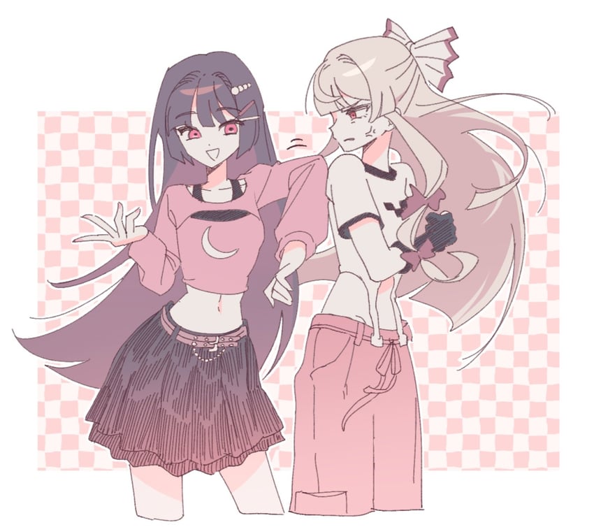 fujiwara no mokou and houraisan kaguya (touhou) drawn by elosia
