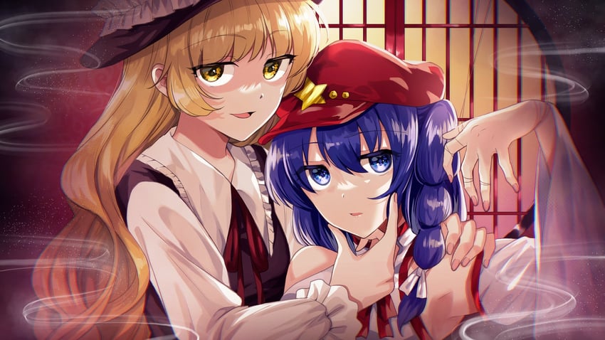 jacket girl and label girl (touhou and 1 more) drawn by katayama_kei