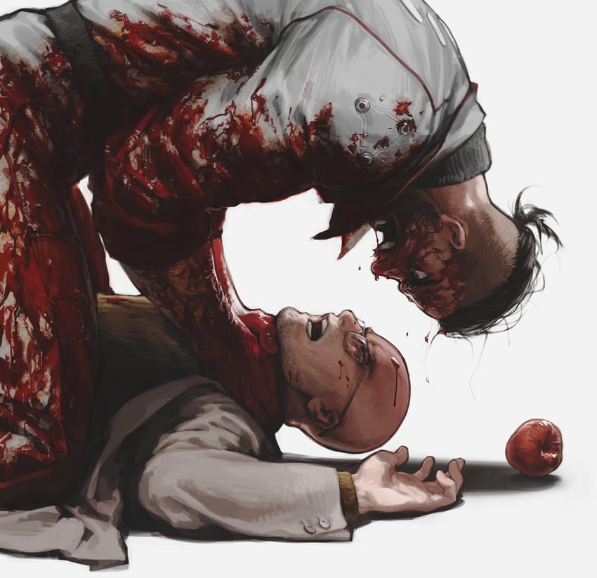 p-3 and char-les (atomic heart) drawn by fukurau