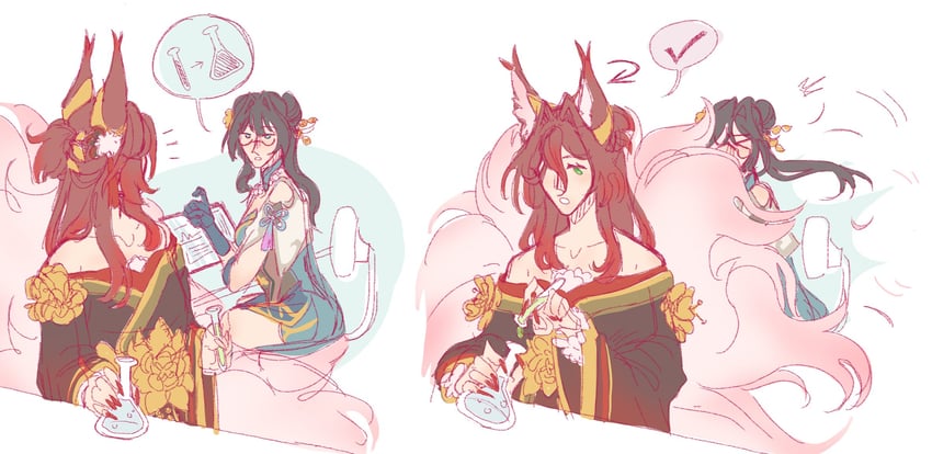 ruan mei, tingyun, and fugue (honkai and 1 more) drawn by cryptids_coffee