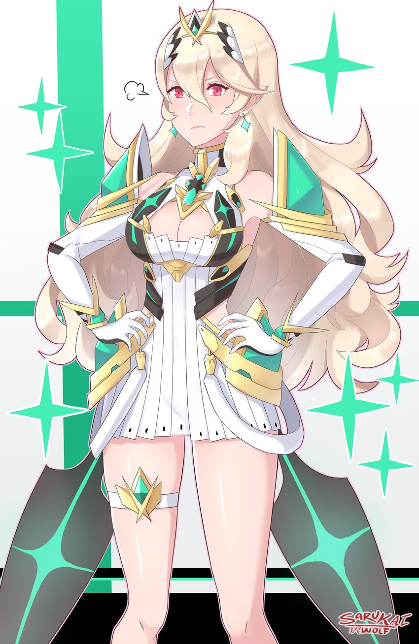 mythra and female corrin (fire emblem and 4 more) drawn by sarukaiwolf