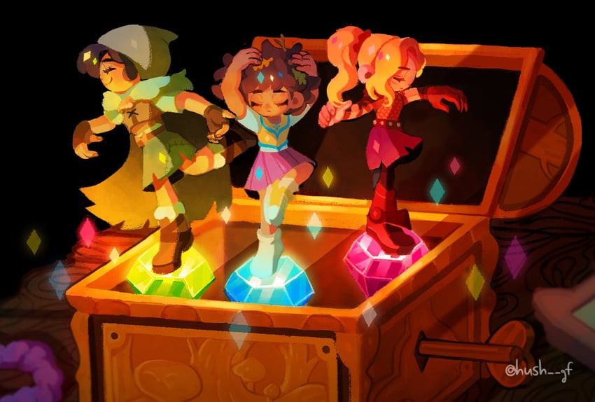 sasha waybright, anne boonchuy, and marcy wu (amphibia) drawn by hush_gf