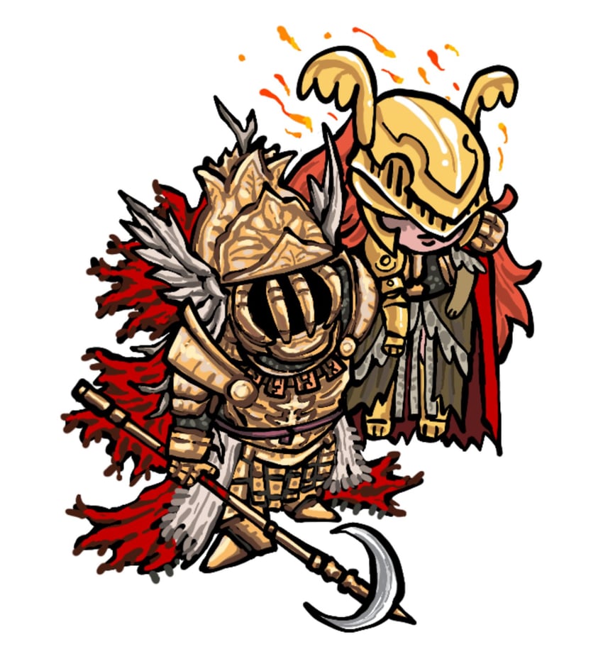 malenia blade of miquella and cleanrot knight finlay (elden ring) drawn by pikminpreggedup