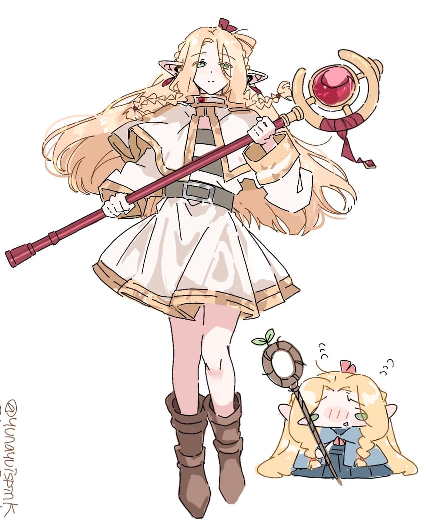 frieren and marcille donato (sousou no frieren and 1 more) drawn by yunayuispink