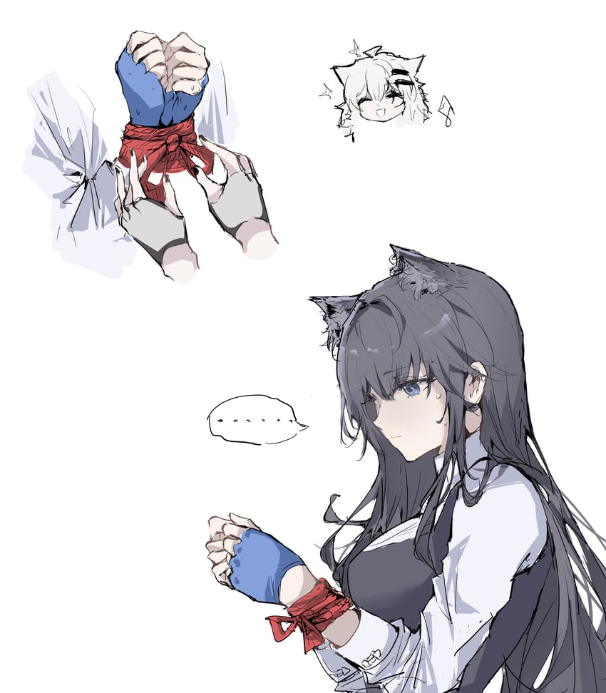 texas, lappland, and texas the omertosa (arknights) drawn by tan_kuten