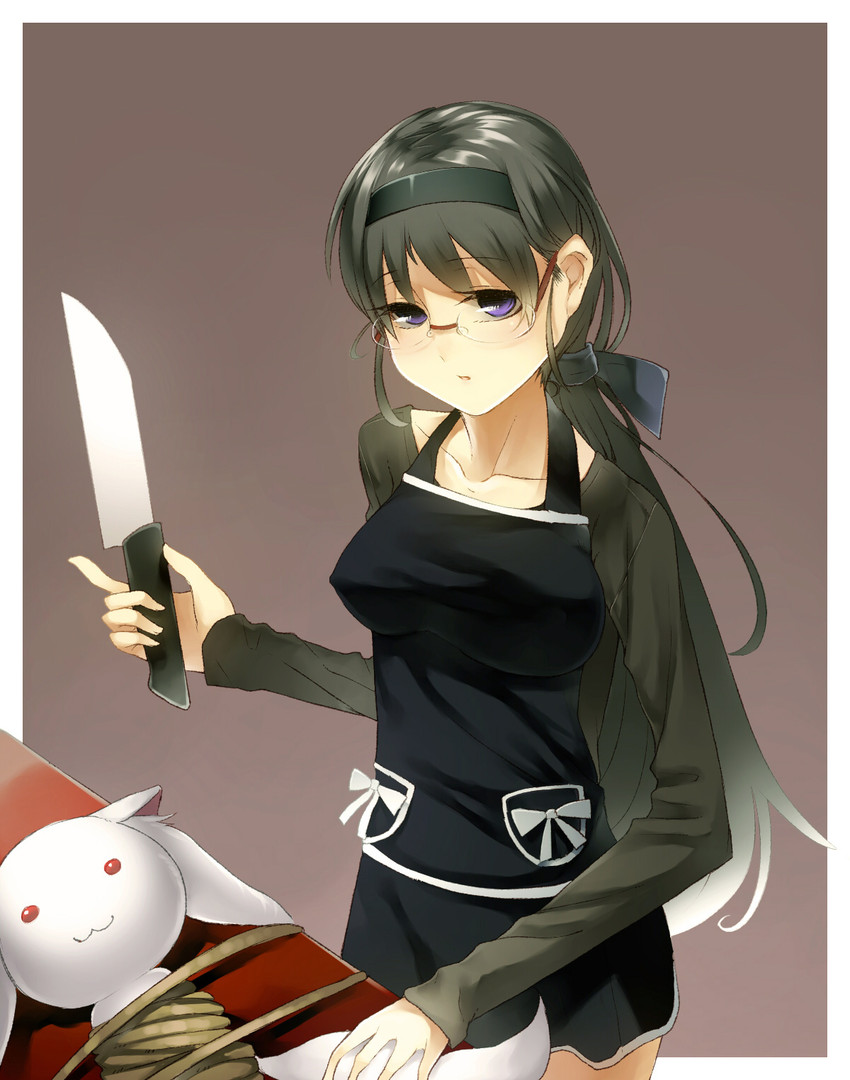 akemi homura and kyubey (mahou shoujo madoka magica) drawn by kakei