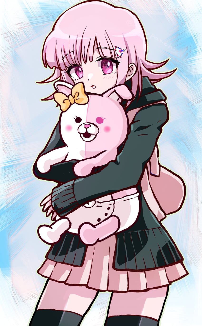 nanami chiaki and monomi (danganronpa and 2 more) drawn by okoji_~yo