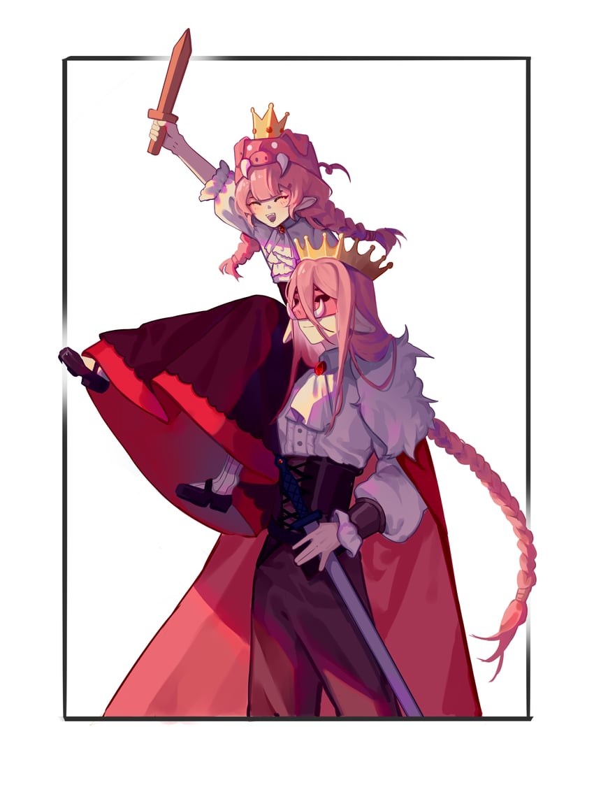 technoblade and technoblade's sister (minecraft youtube and 1 more) drawn by muyinxia_(yinxia566)