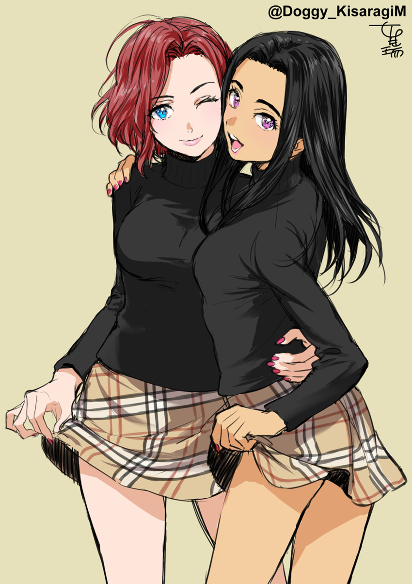 mila babicheva and sara crispino (yuri!!! on ice) drawn by kisaragi_mizu