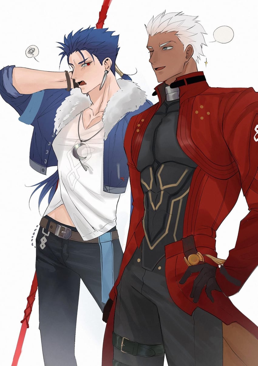 cu chulainn and archer (fate and 3 more) drawn by ccinnamonka