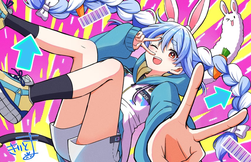 usada pekora and don-chan (hololive) drawn by kiritoma