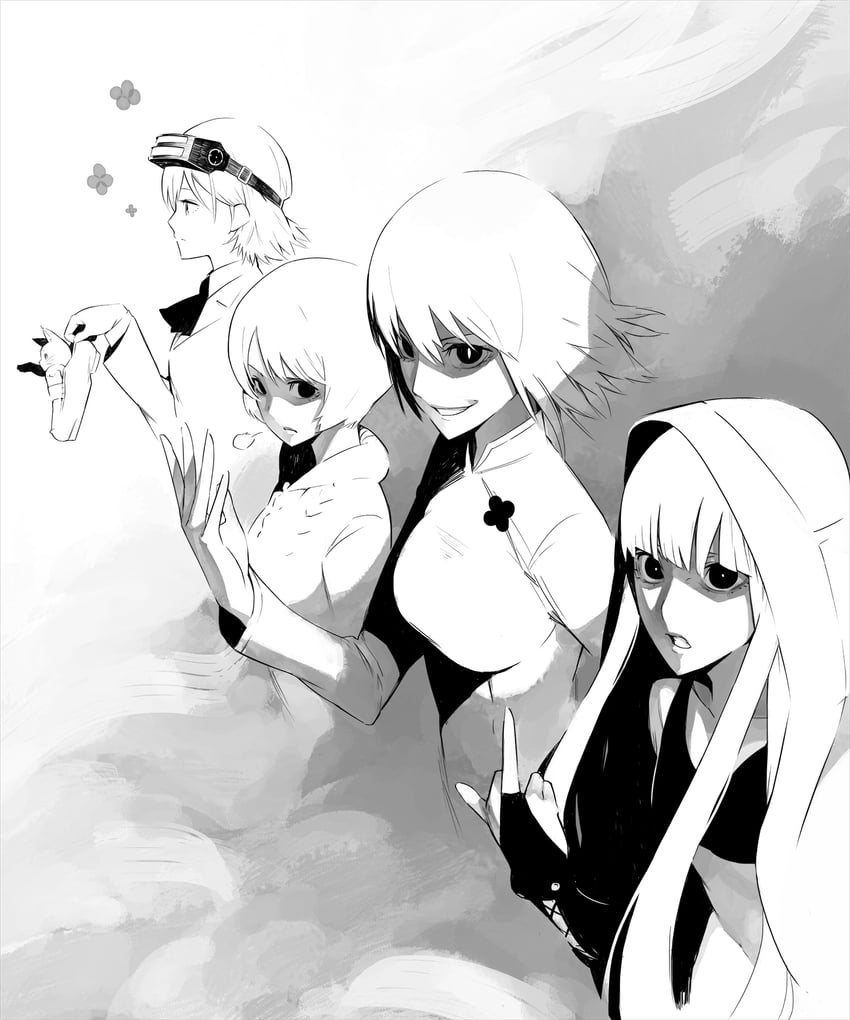 misaka imouto, misaka worst, kinuhata saiai, misaka imouto 10032's cat, kuroyoru umidori, and 1 more (toaru majutsu no index and 1 more) drawn by gajuumaru