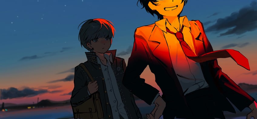 narukami yu and adachi tooru (persona and 1 more) drawn by chun_baii