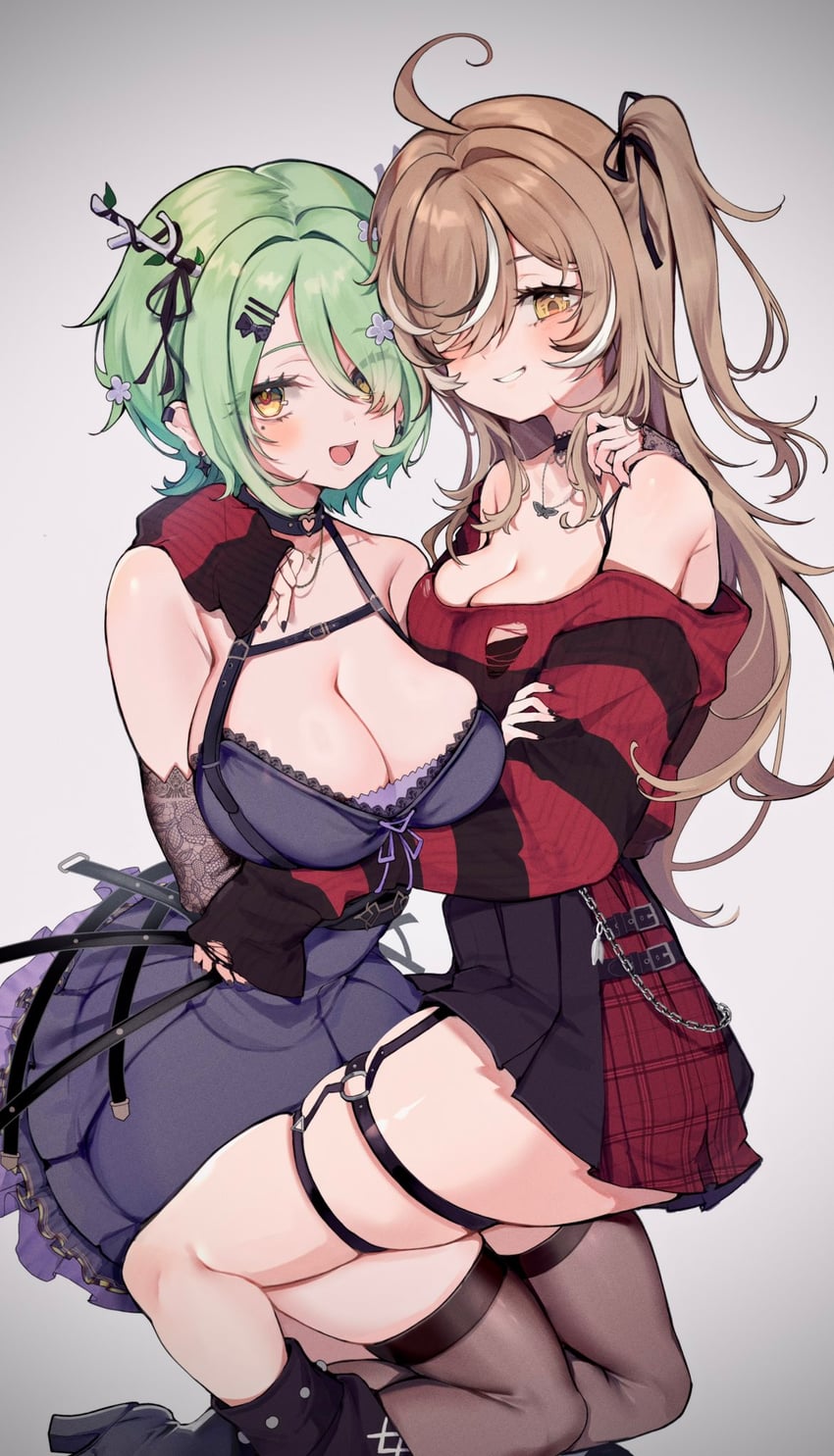 nanashi mumei and ceres fauna (hololive and 1 more) drawn by oimo_0imo