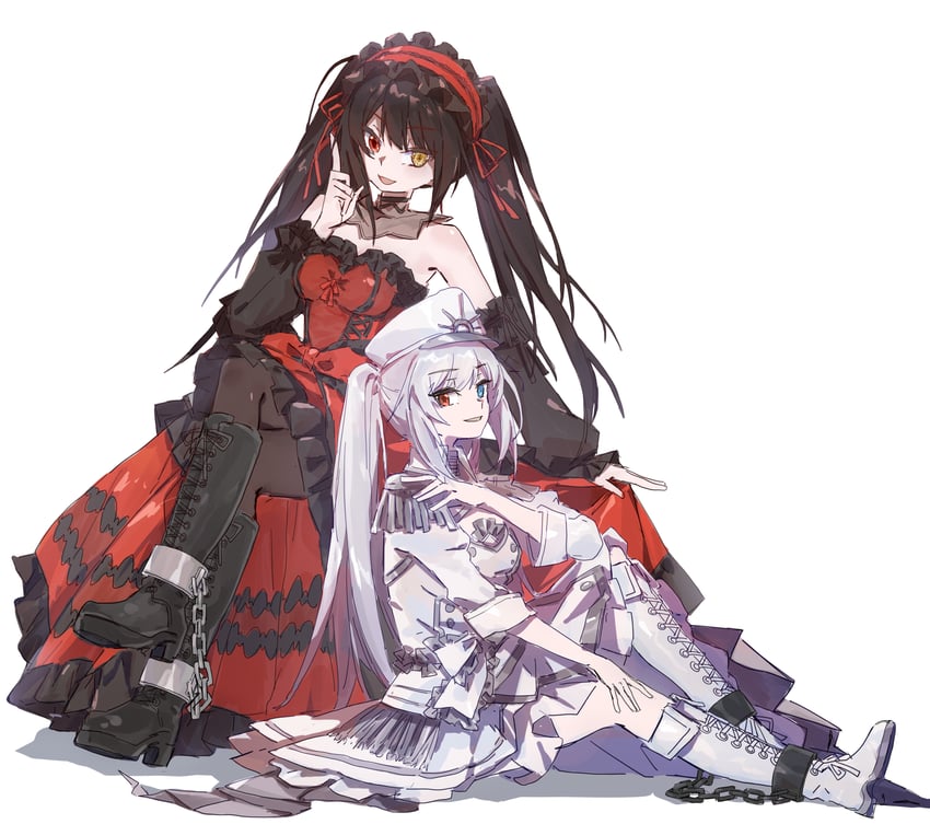 tokisaki kurumi and white queen (date a live and 1 more) drawn by sao7